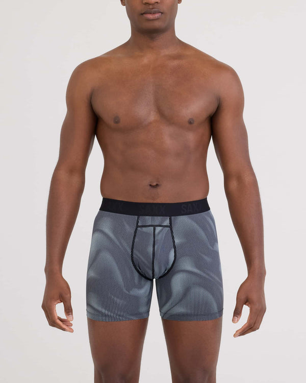 Front - Model wearing Smooth Flex Light Compression Boxer Brief in Smoke Camo-Deep Navy