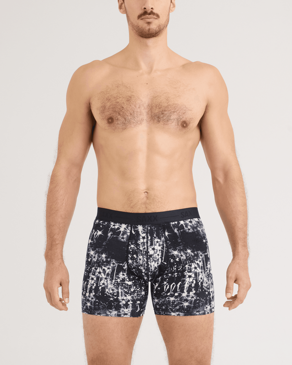 Front - Model wearing Smooth Luxe Micro Modal Boxer Brief in Chandelier-Black