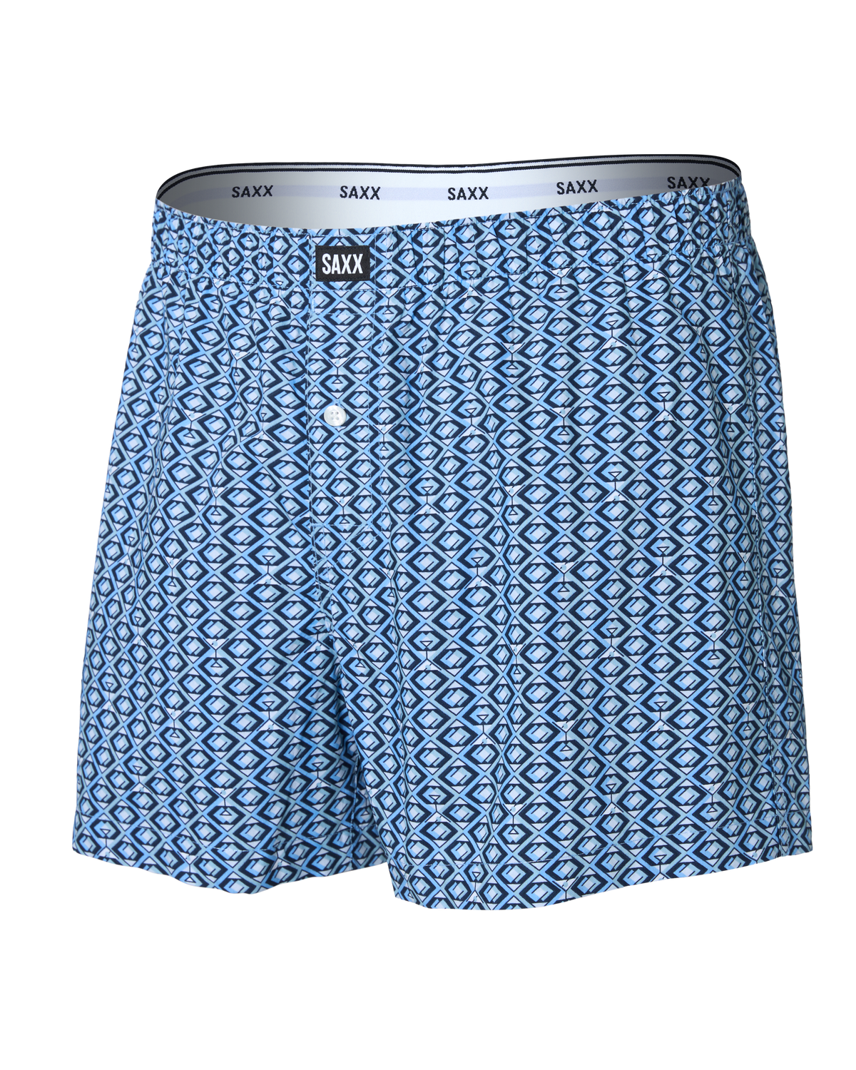 Front of 24Seven Cotton Boxer Short in Martini Geo-Aquifer