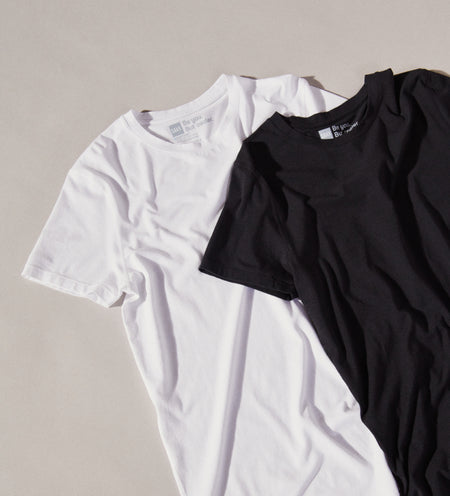 Two cooling tees in white and black