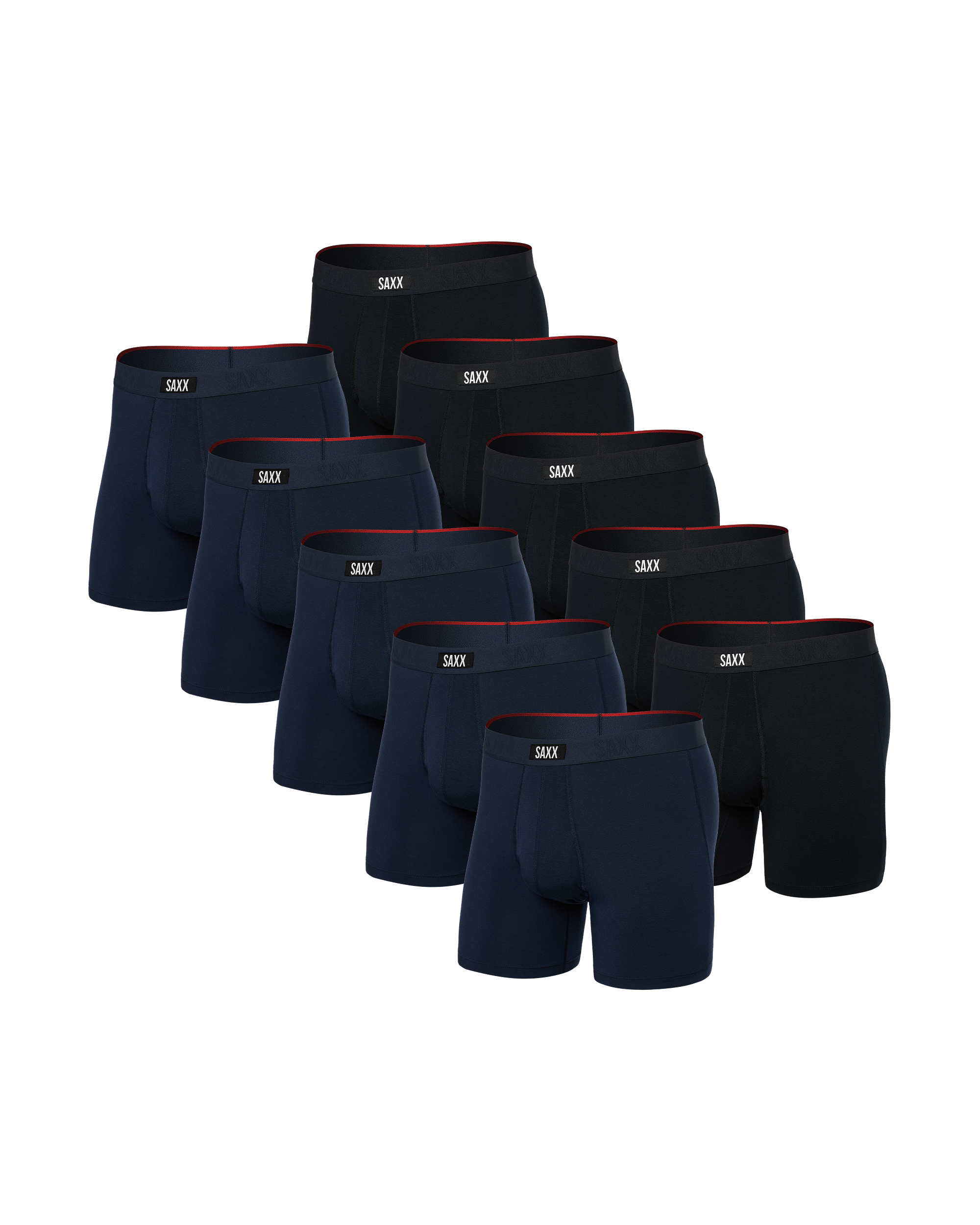 Front of Vibe Xtra (10 Pack) Boxer Brief in Black/Navy