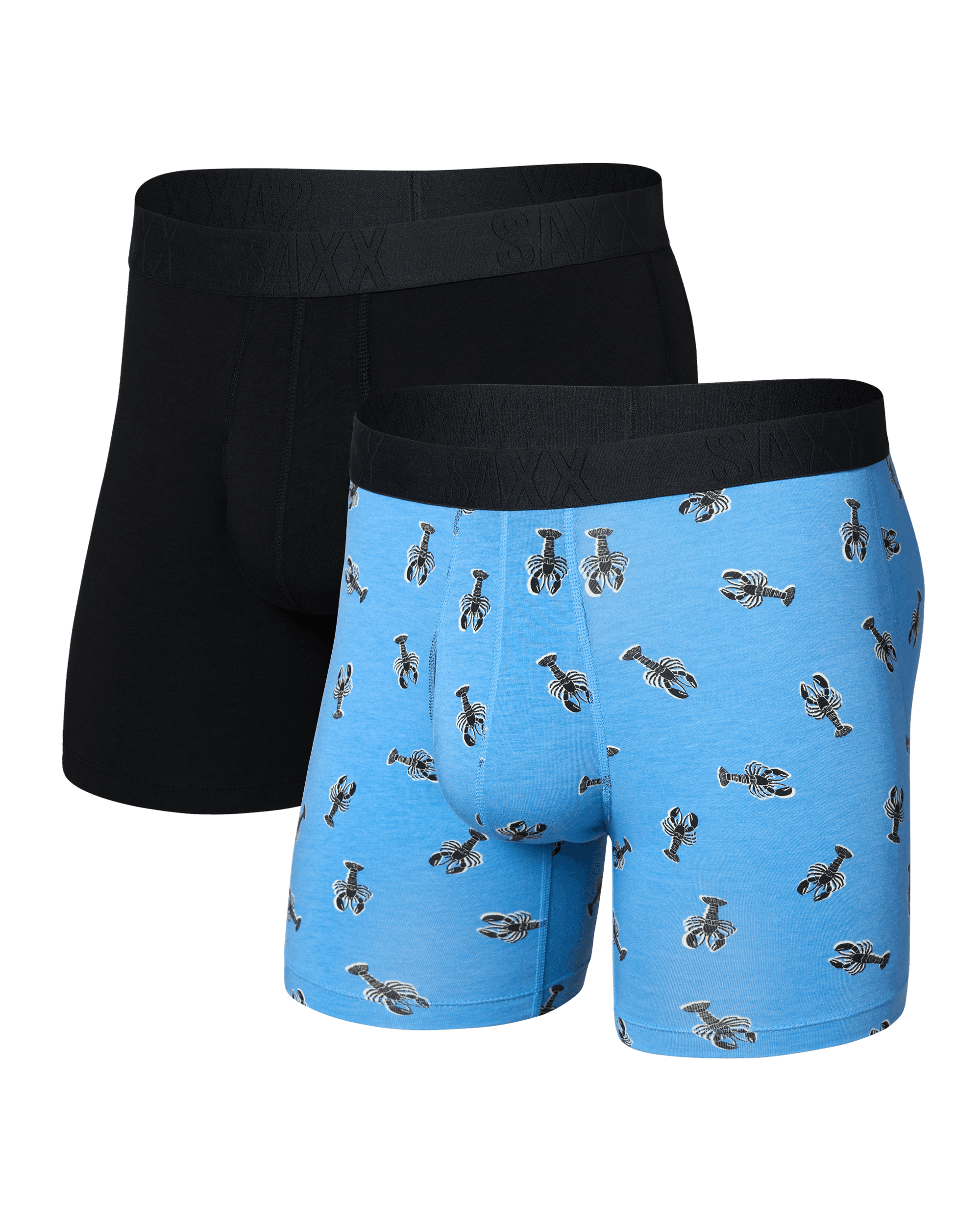 Front of DropTemp Cooling Cotton Boxer Brief 2 Pack in Lobster Boil/Black