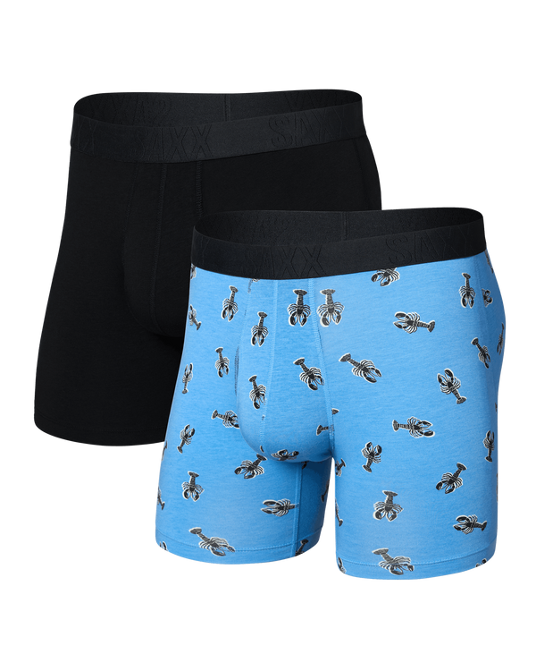 Front of DropTemp Cooling Cotton Boxer Brief 2 Pack in Lobster Boil/Black