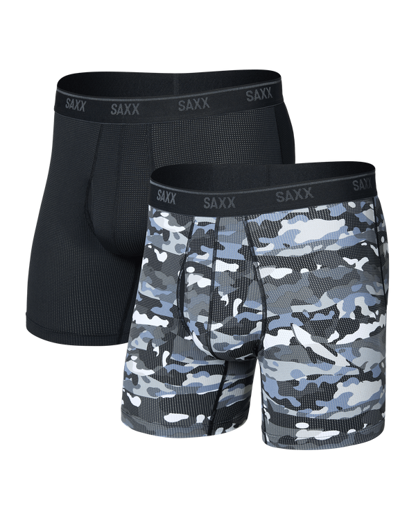 Front of Quest Quick-Dry Mesh Boxer Brief 2 Pack in Killer Kamo/Black