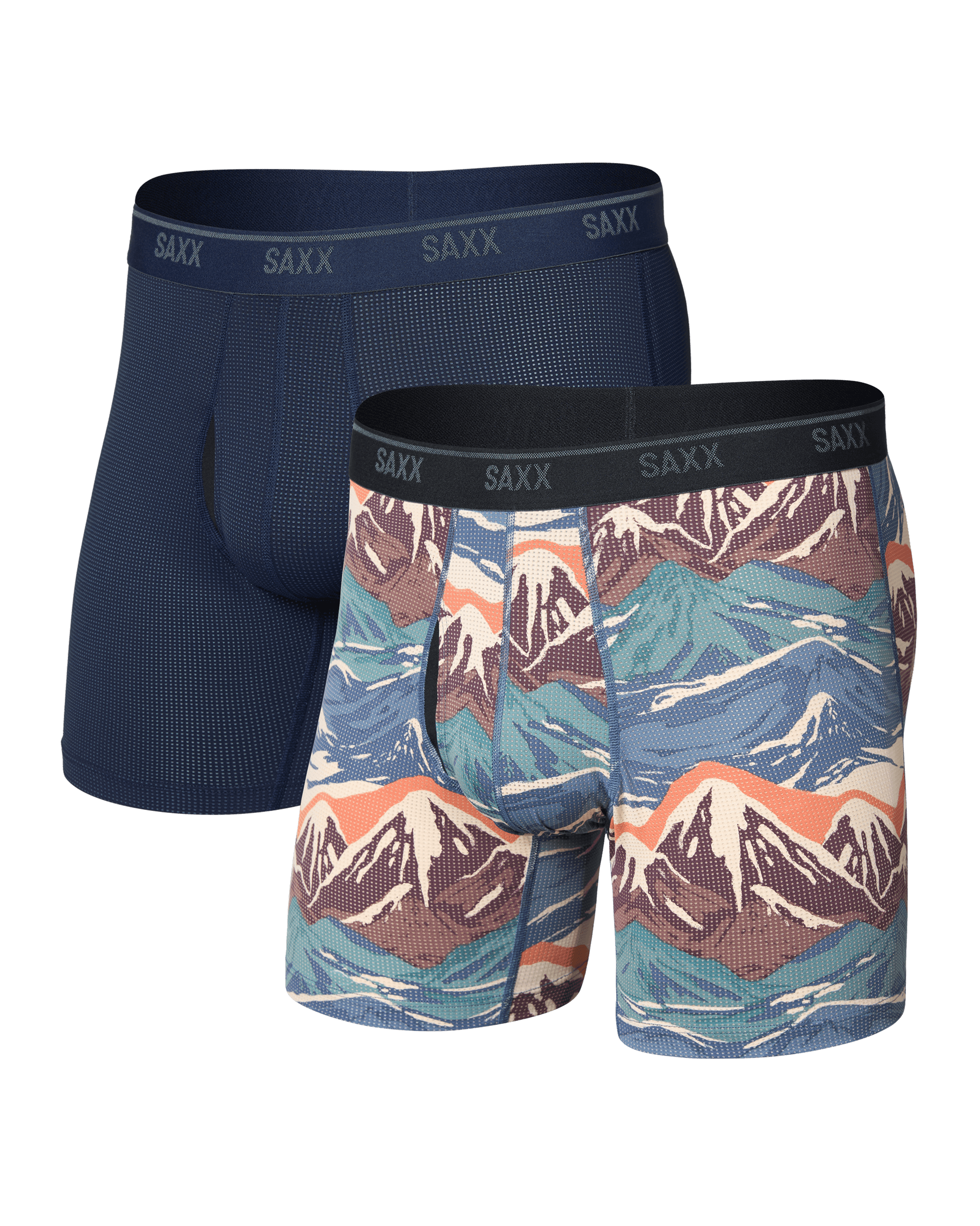 Front of Quest Quick-Dry Mesh Boxer Brief 2 Pack in Mountain Top/Maritime
