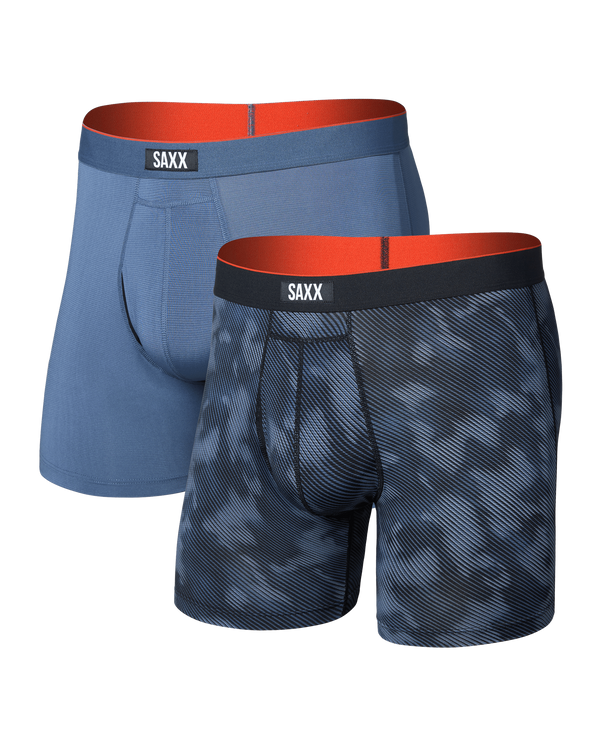 Front of Multi-Sport Mesh Boxer Brief 2 Pack in Smoke Screen/Washed Indigo