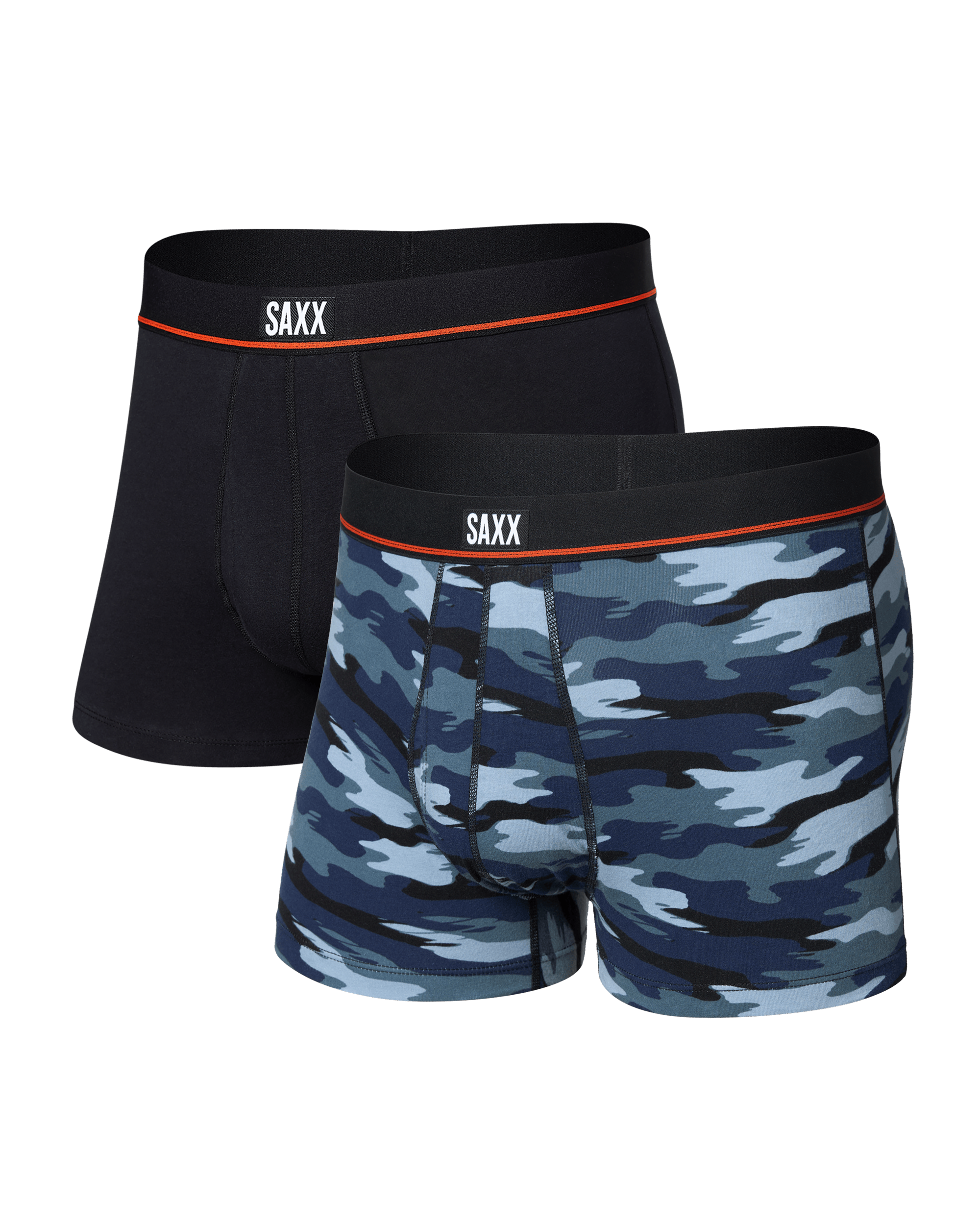 Front of Non-Stop Stretch Cotton Trunk Fly 2Pk in Analog Wave Camo/Black