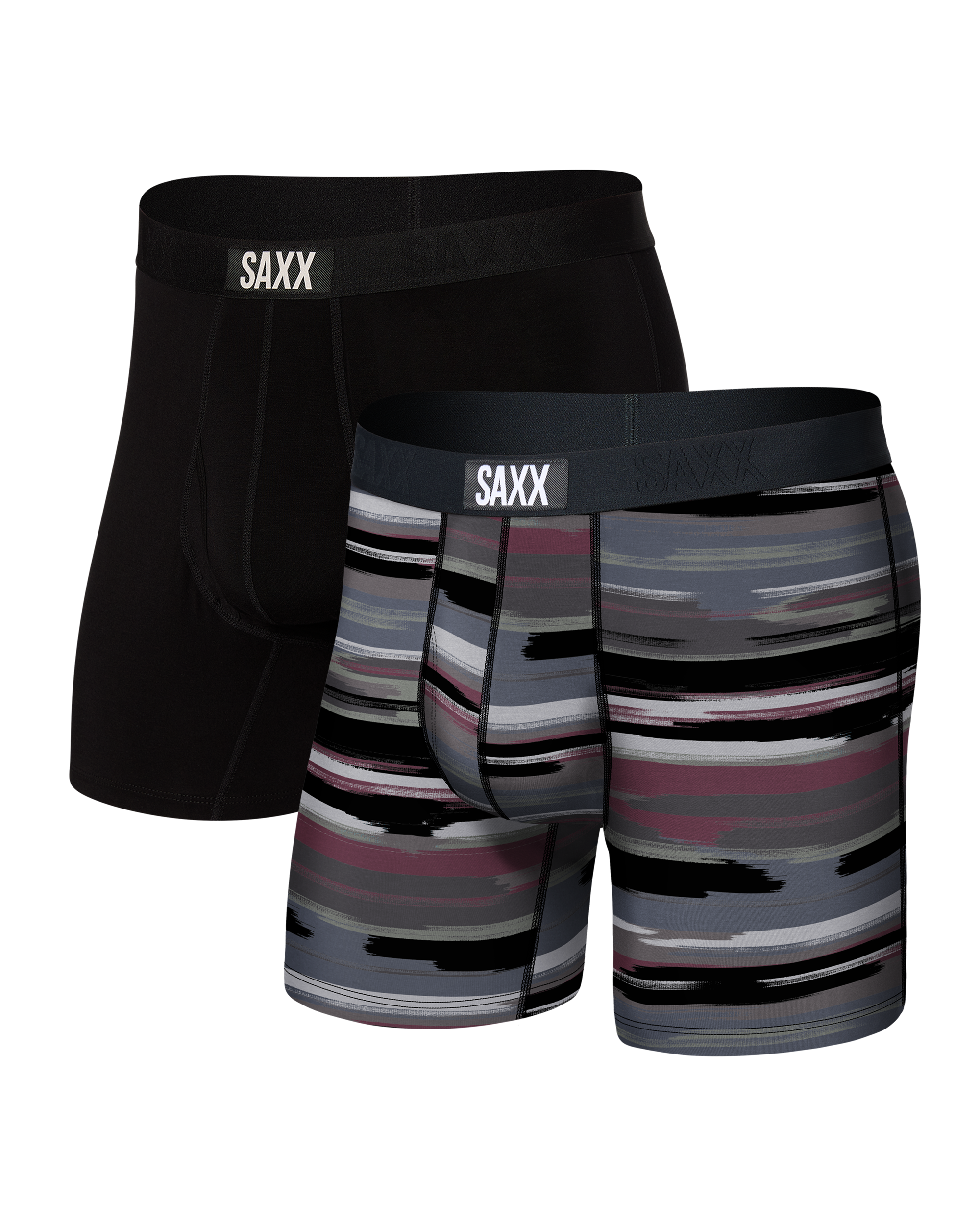 Front of Ultra Super Soft Boxer Brief 2 Pack in Abstract Stripe/Black