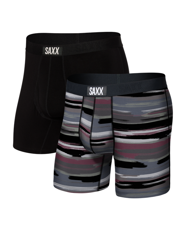 Front of Ultra Super Soft Boxer Brief 2 Pack in Abstract Stripe/Black