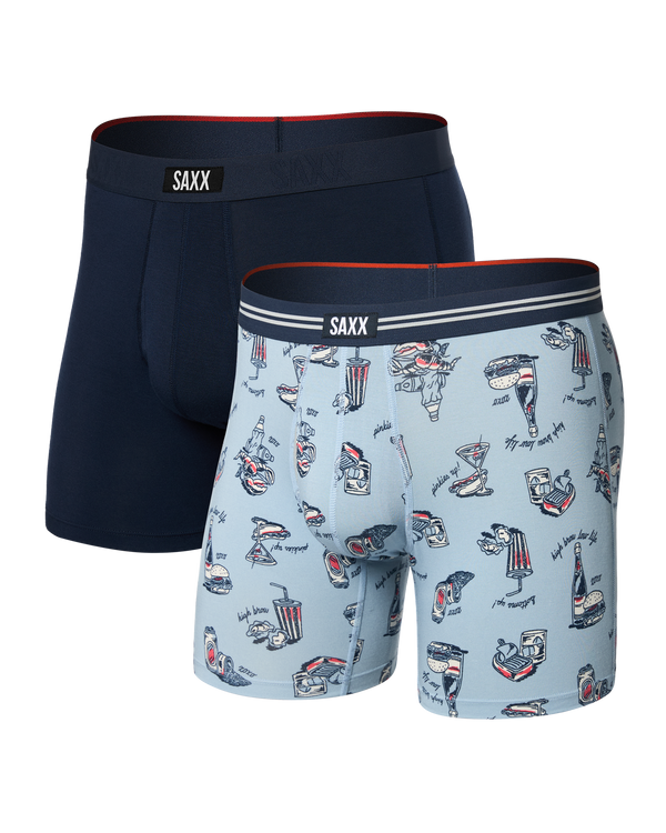 Front of Vibe Xtra Soft Comfort Boxer Brief Fly 2Pk in High Brow Low Life/Navy