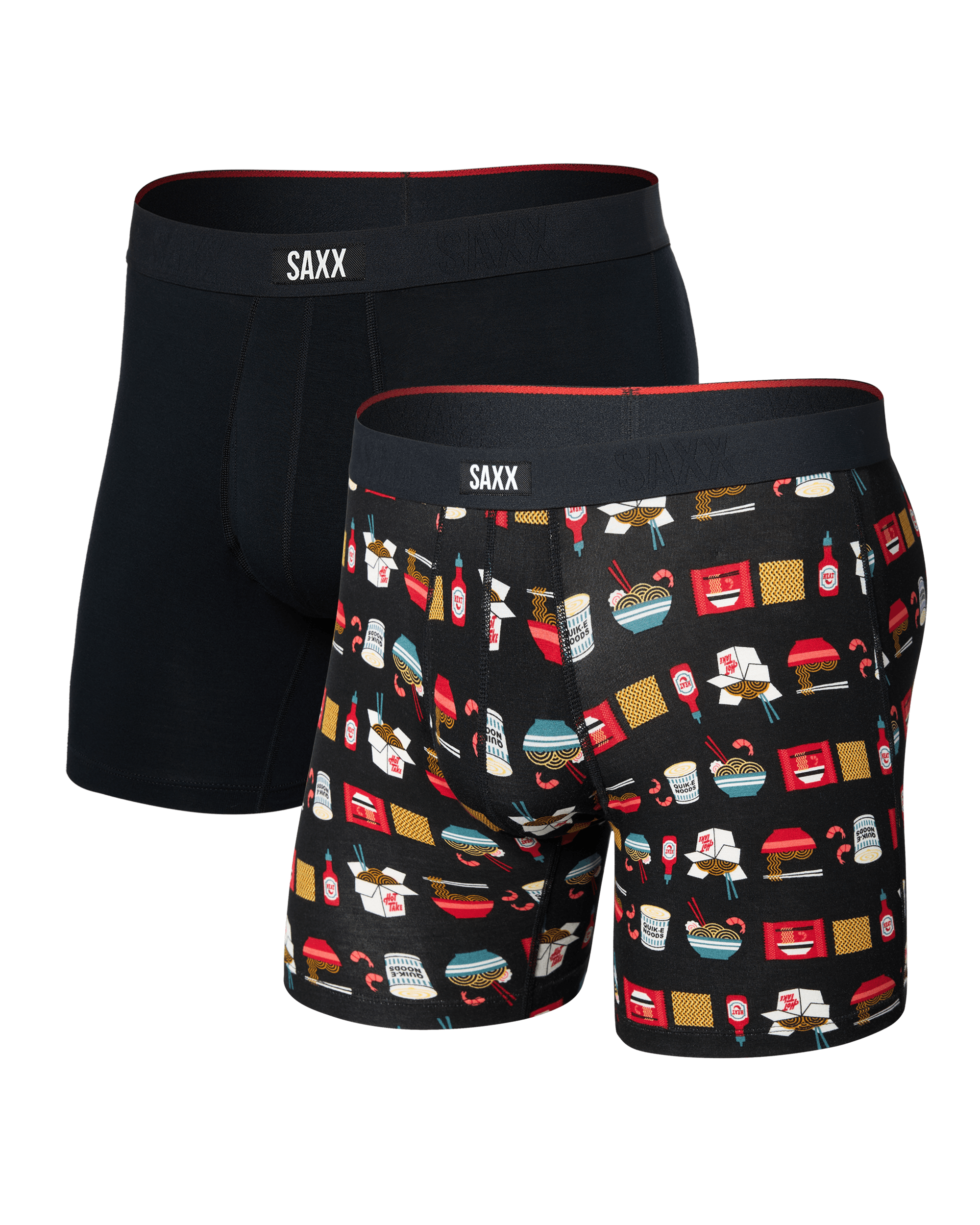 Front of Vibe Xtra Soft Comfort Boxer Brief 2 Pack in Quik-E-Noods-Black