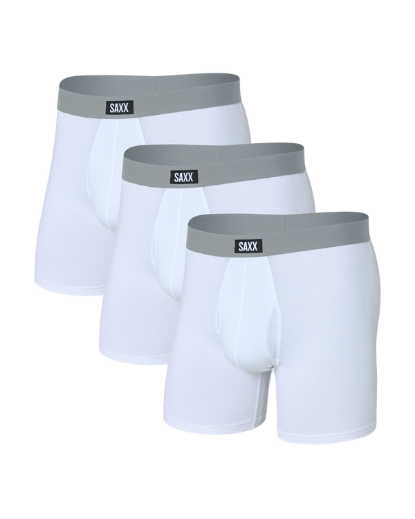 Front of Core Cotton Boxer Brief 3 Pack in White