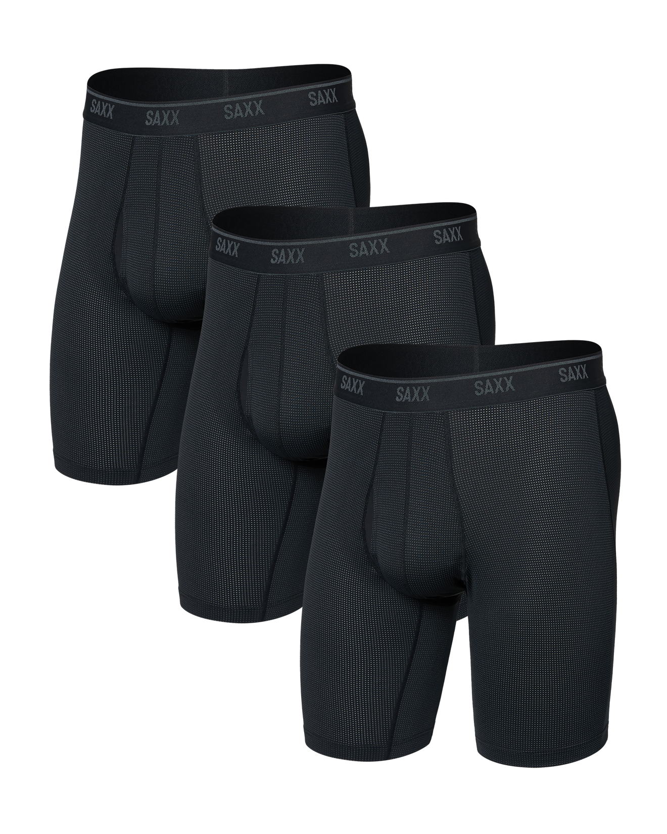 Quest Quick-Dry Mesh Long Boxer Brief (3 Pack) - Black | SAXX