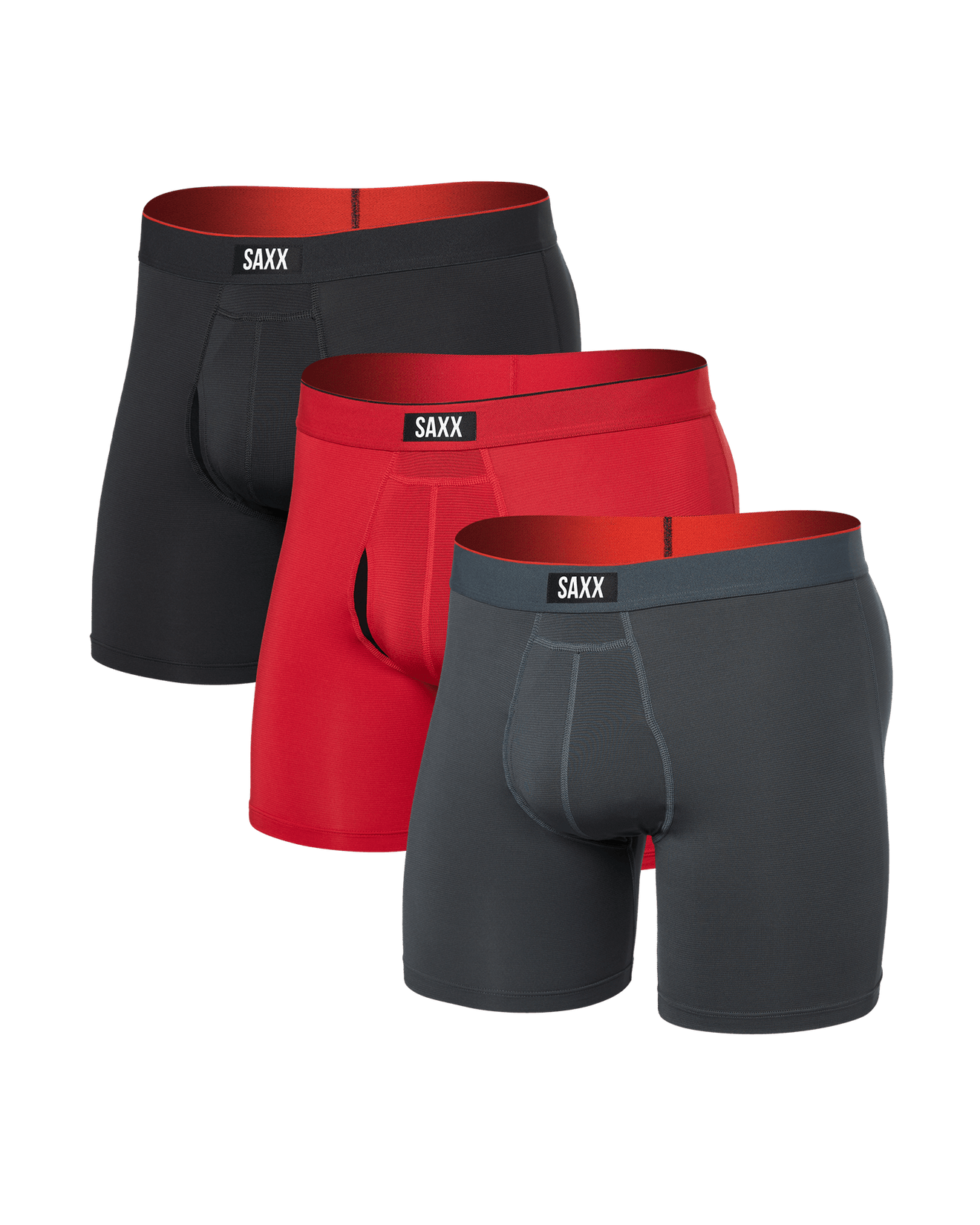 Multi-Sport Mesh Boxer Brief - Sunset Red/Turbulence/Faded Black