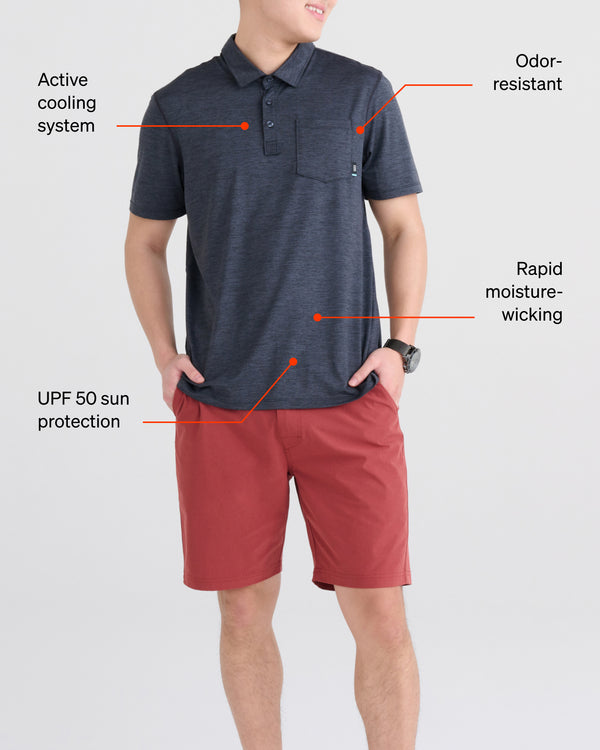DropTemp All Day Cooling Polo Technology Graphic
