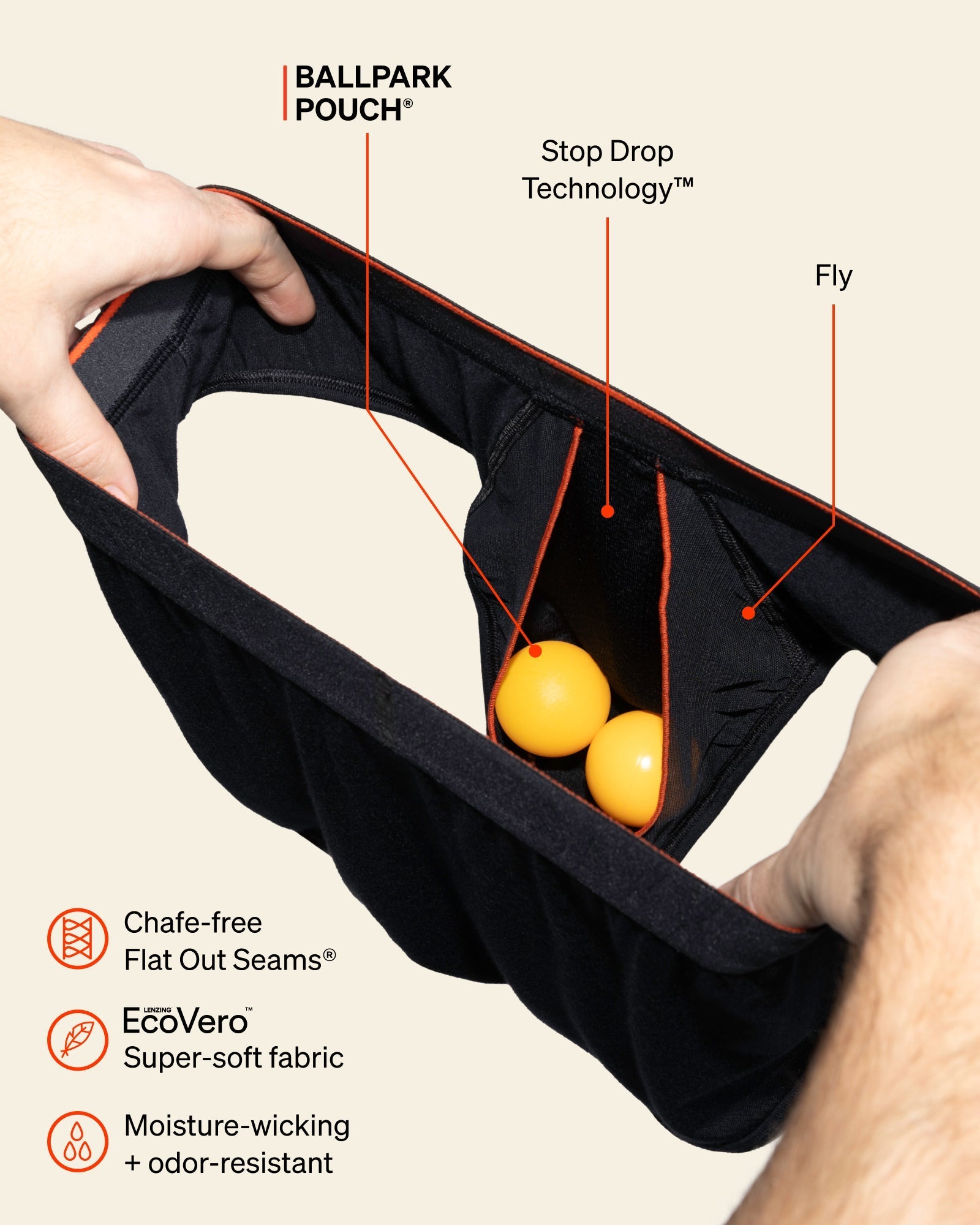 SAXX Underwear Vibe Xtra Brief Fly BallPark Pouch technology graphic
