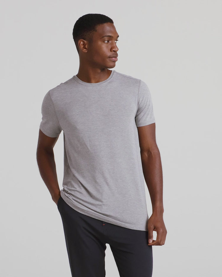 Video of model wearing Snooze Short Sleeve Crew