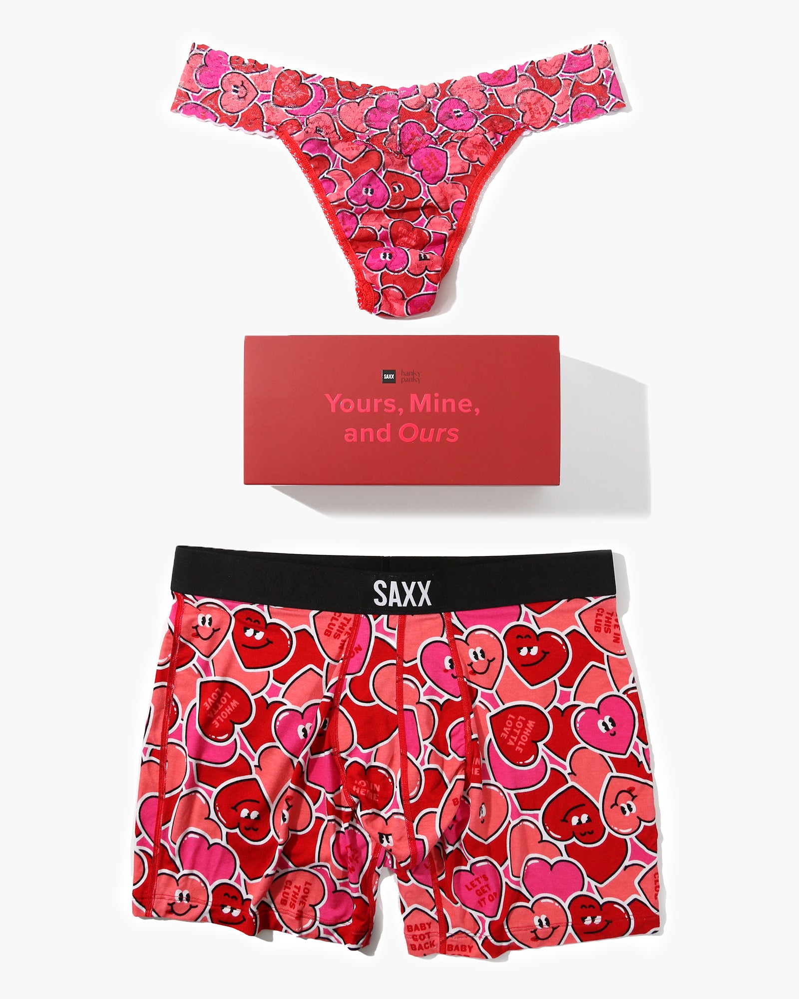 SAXX Vibe Boxer Brief and Hanky Panky Original Rise Thong in Whole Lotta Love
