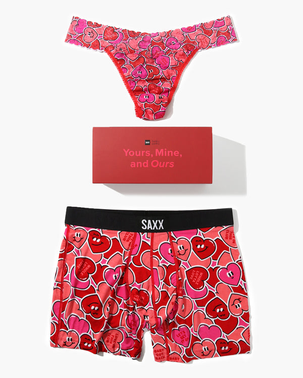 SAXX Vibe Boxer Brief and Hanky Panky Original Rise Thong in Whole Lotta Love
