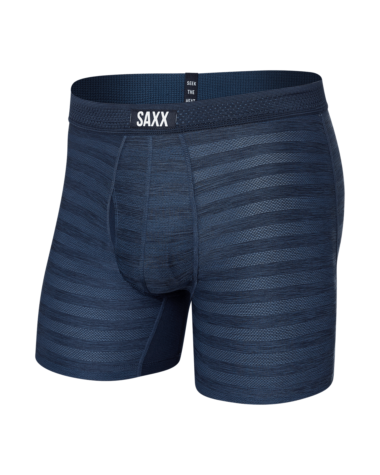 DropTemp® Cooling Mesh Boxer Brief - Dark Denim Heather | SAXX DropTemp® Cooling Mesh Boxer Brief - Dark Denim Heather | SAXX