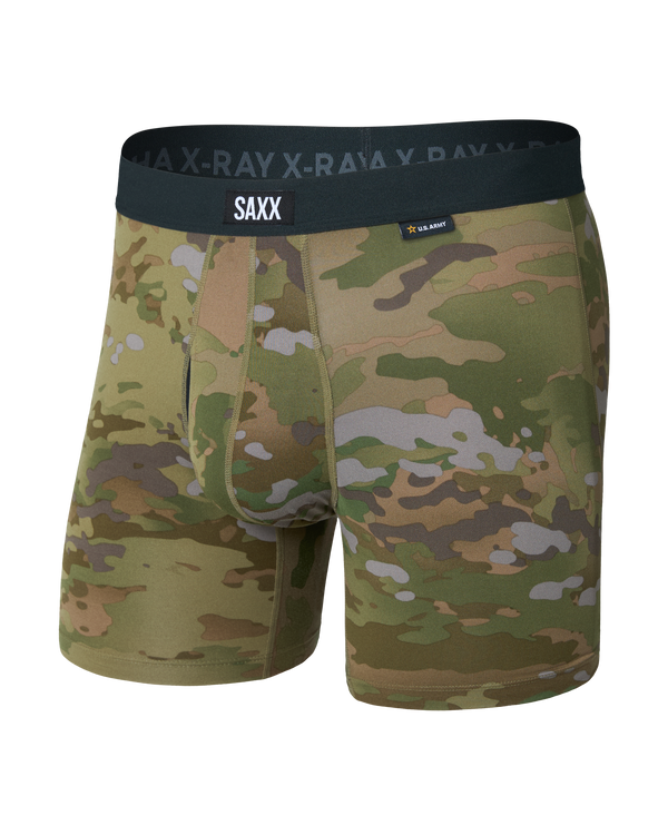 Front of Daytripper Comfort Stretch Boxer Brief in Army Op Camo-Green