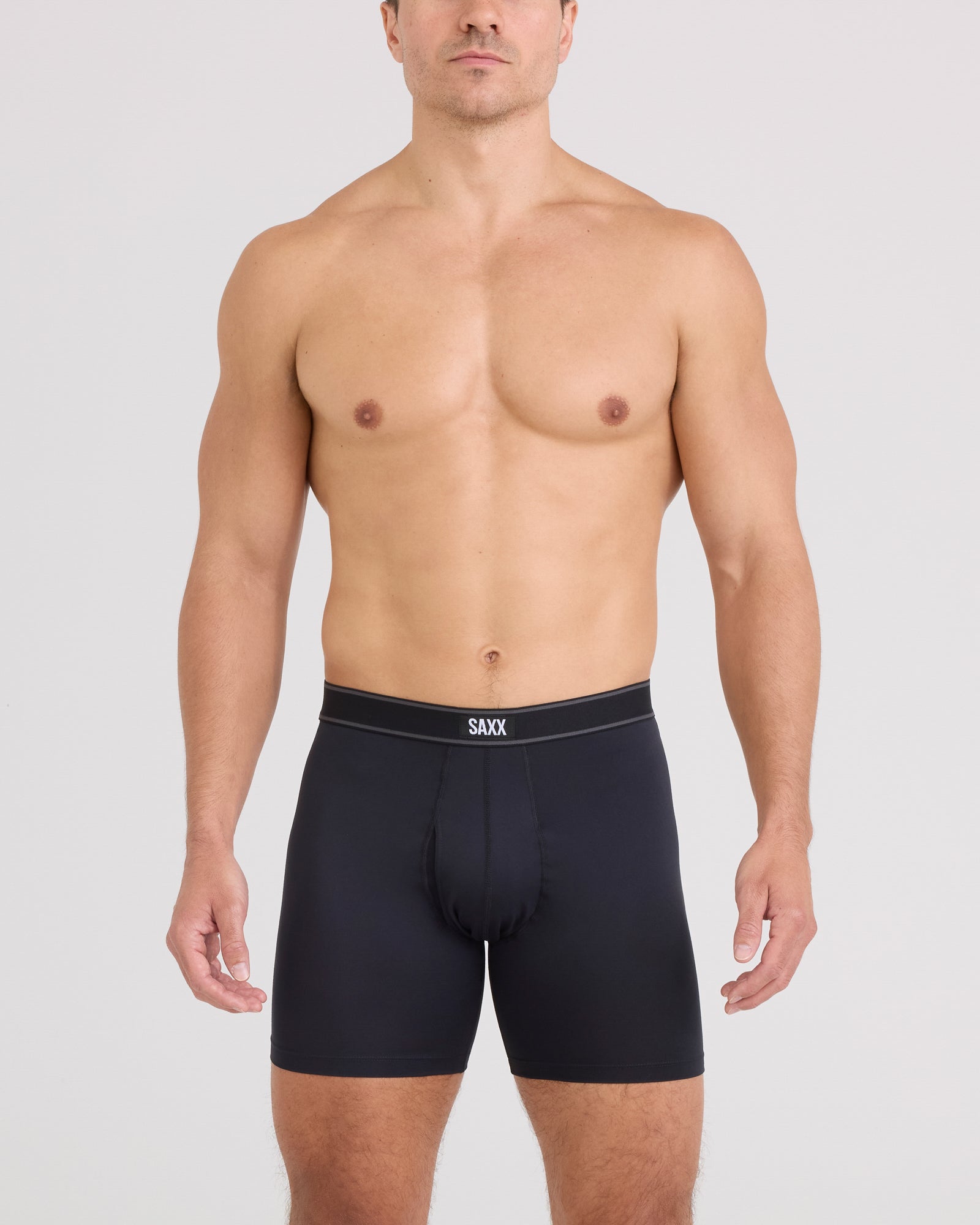 Front - Model wearing Daytripper Boxer Brief Fly in Black