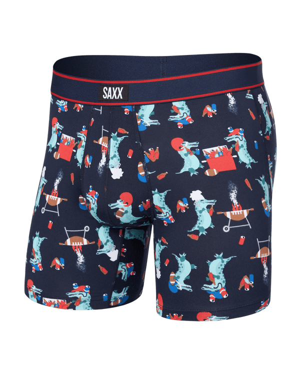 Front of  Daytripper Comfort Stretch Boxer Brief Fly in Tailgator BBQ-Maritime