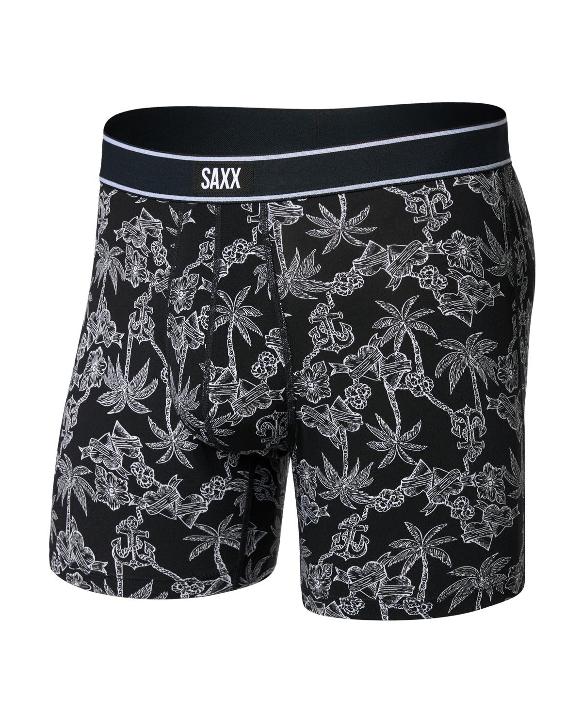 Daytripper Comfort Stretch Boxer Brief - Tropical Tattoo-Black 