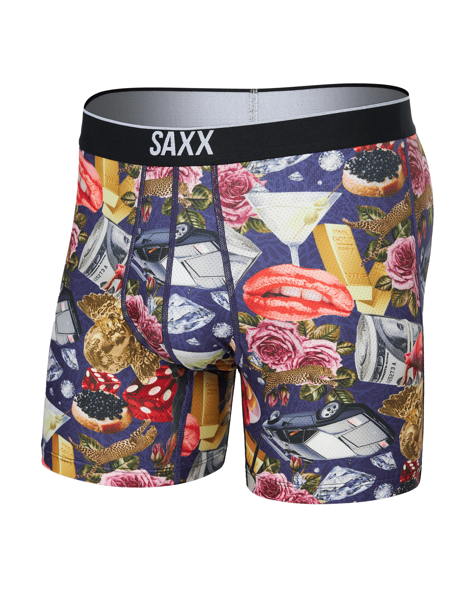Front of Volt Breathable Mesh Boxer Brief in 90's High Roller-Sapphire