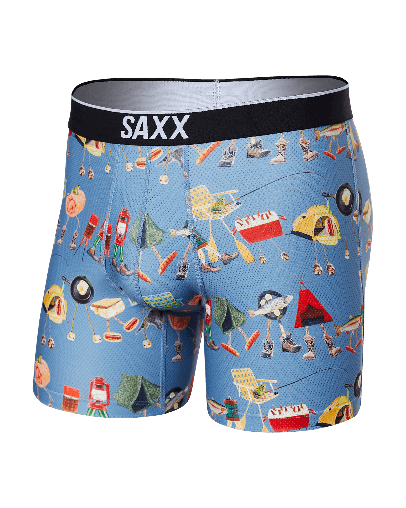 Front of Volt Breathable Mesh Boxer Brief in Take A Hike- Blue