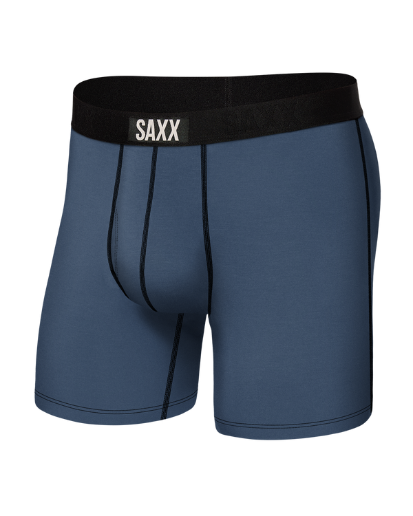 Front of Ultra Super Soft Boxer Brief Fly in Dark Denim