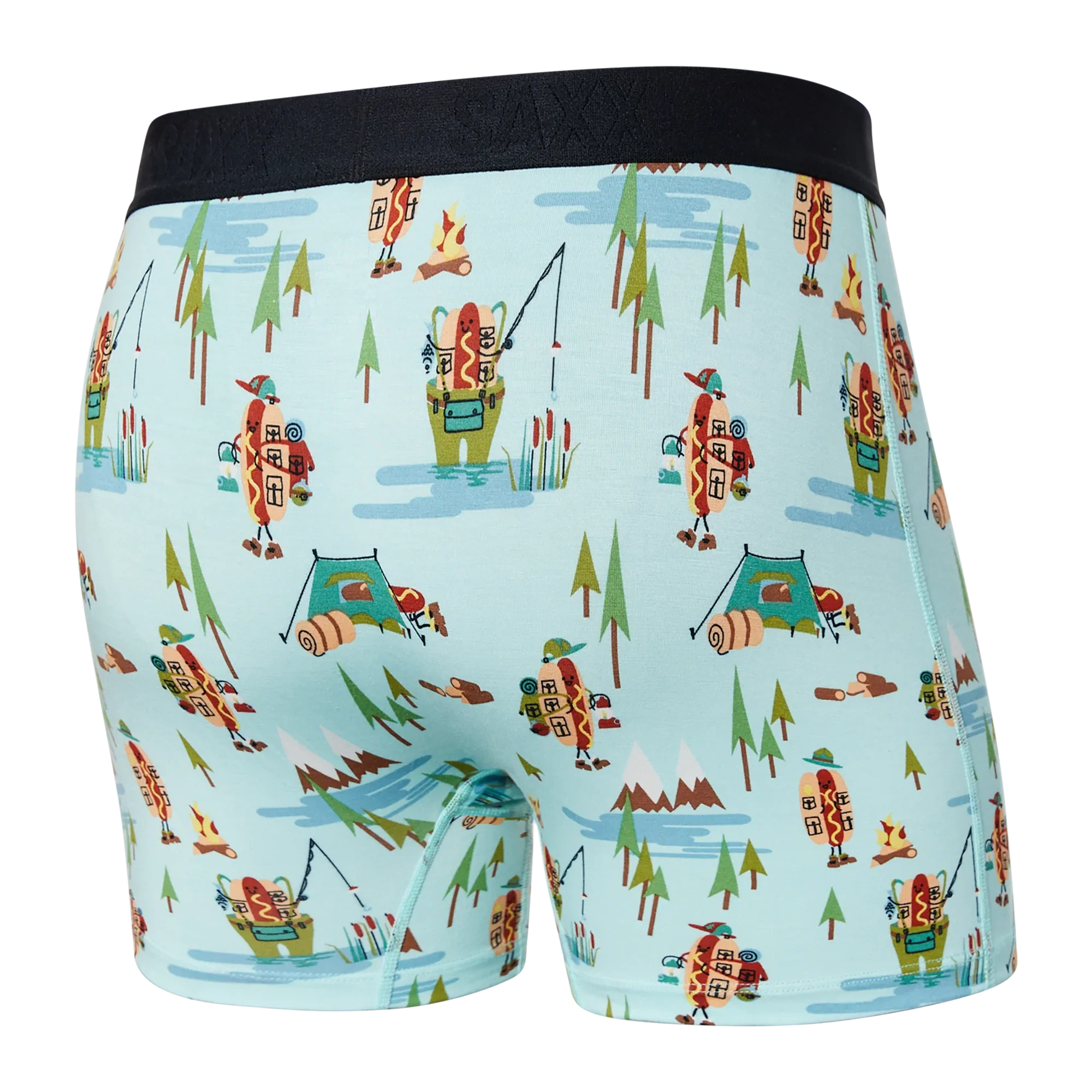Back of Ultra Super Soft Boxer Brief Fly in Hot Dog Park Ranger- Blue
