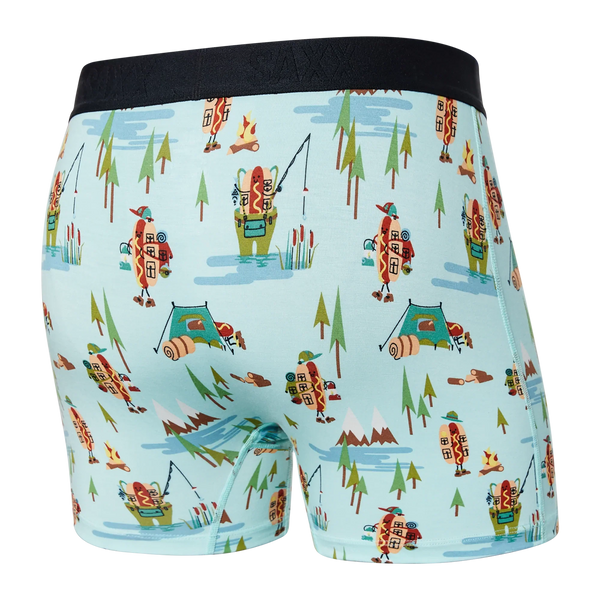 Back of Ultra Super Soft Boxer Brief Fly in Hot Dog Park Ranger- Blue