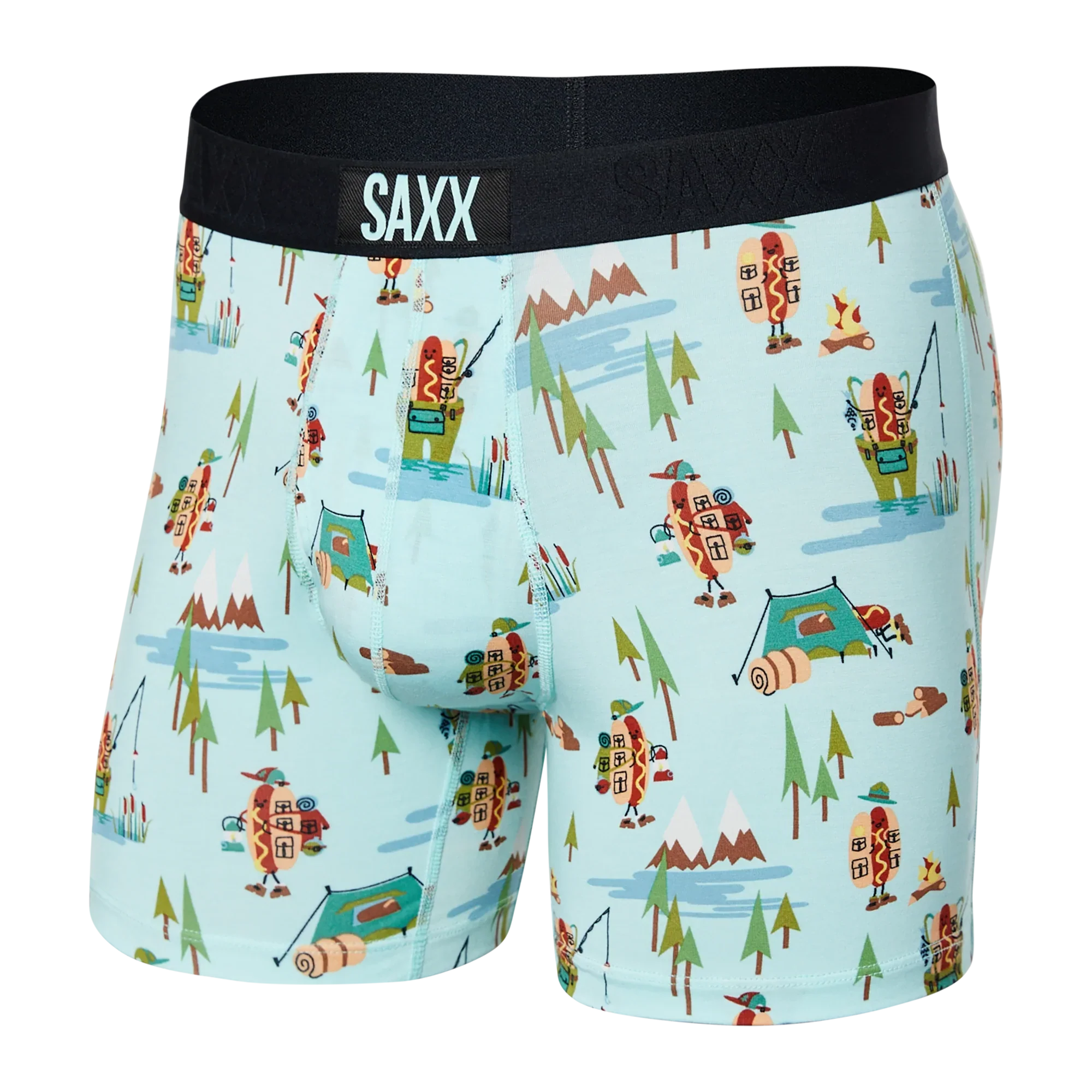Front of Ultra Super Soft Boxer Brief Fly in Hot Dog Park Ranger- Blue