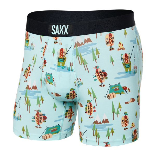 Front of Ultra Super Soft Boxer Brief Fly in Hot Dog Park Ranger- Blue