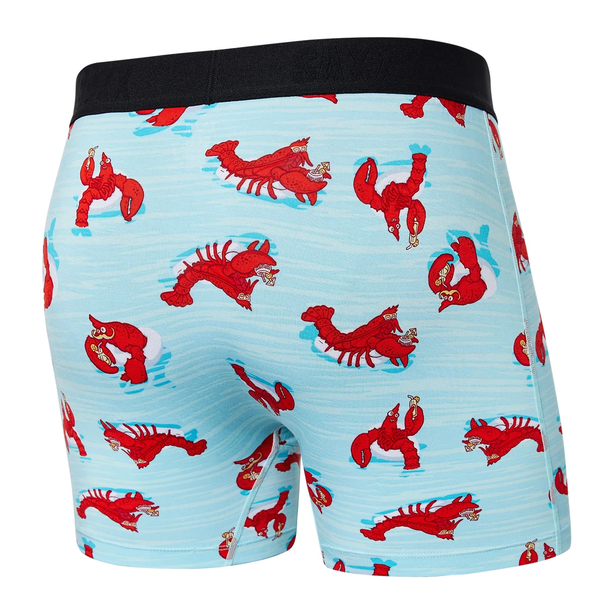 Back of Ultra Super Soft Boxer Brief Fly in Lobster Lounger- Aqua
