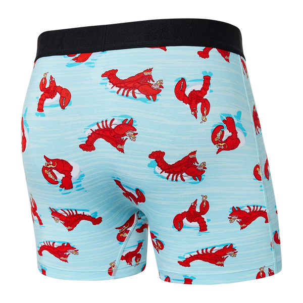 Back of Ultra Super Soft Boxer Brief Fly in Lobster Lounger- Aqua