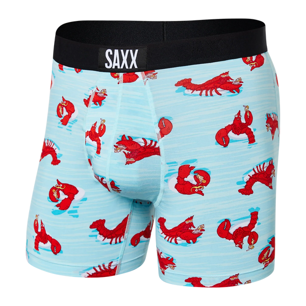 Front of Ultra Super Soft Boxer Brief Fly in Lobster Lounger- Aqua
