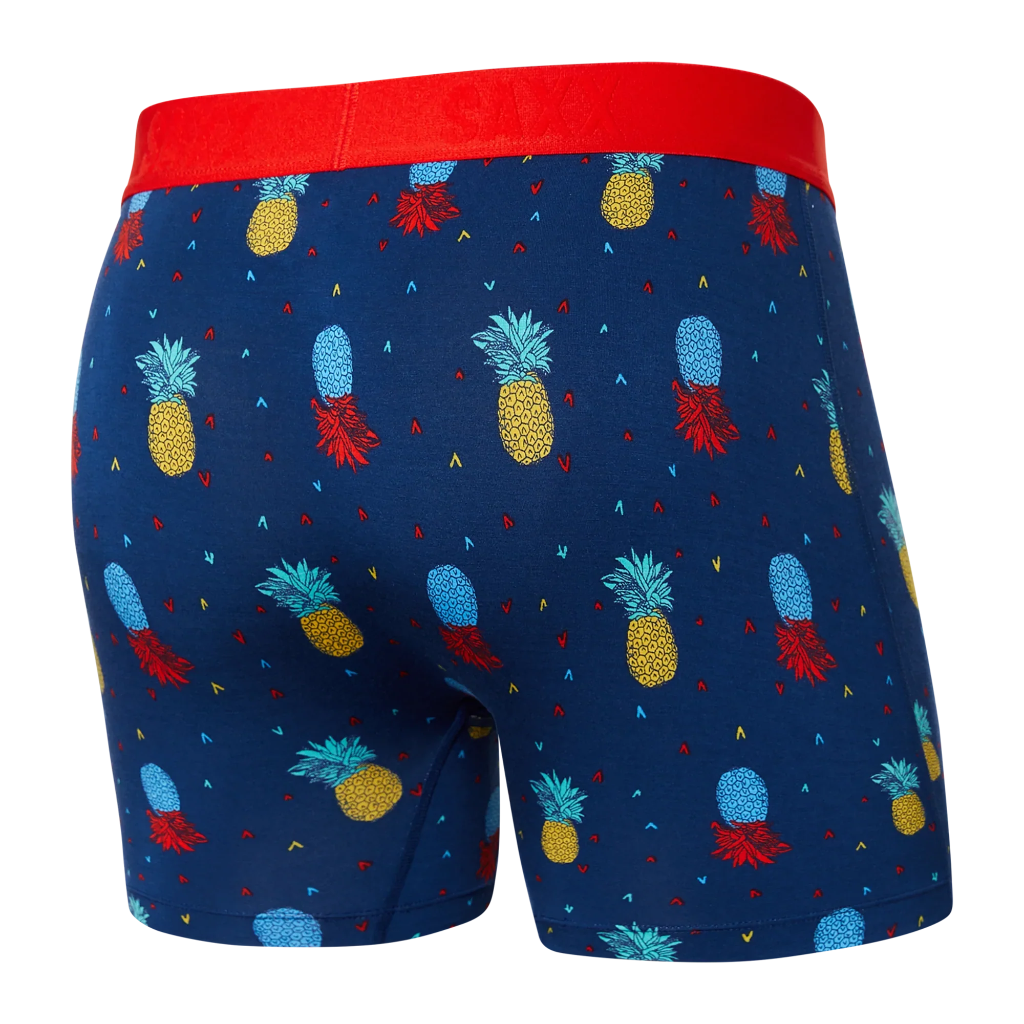 Back of Ultra Super Soft Boxer Brief Fly in Pineapple Flip- Navy