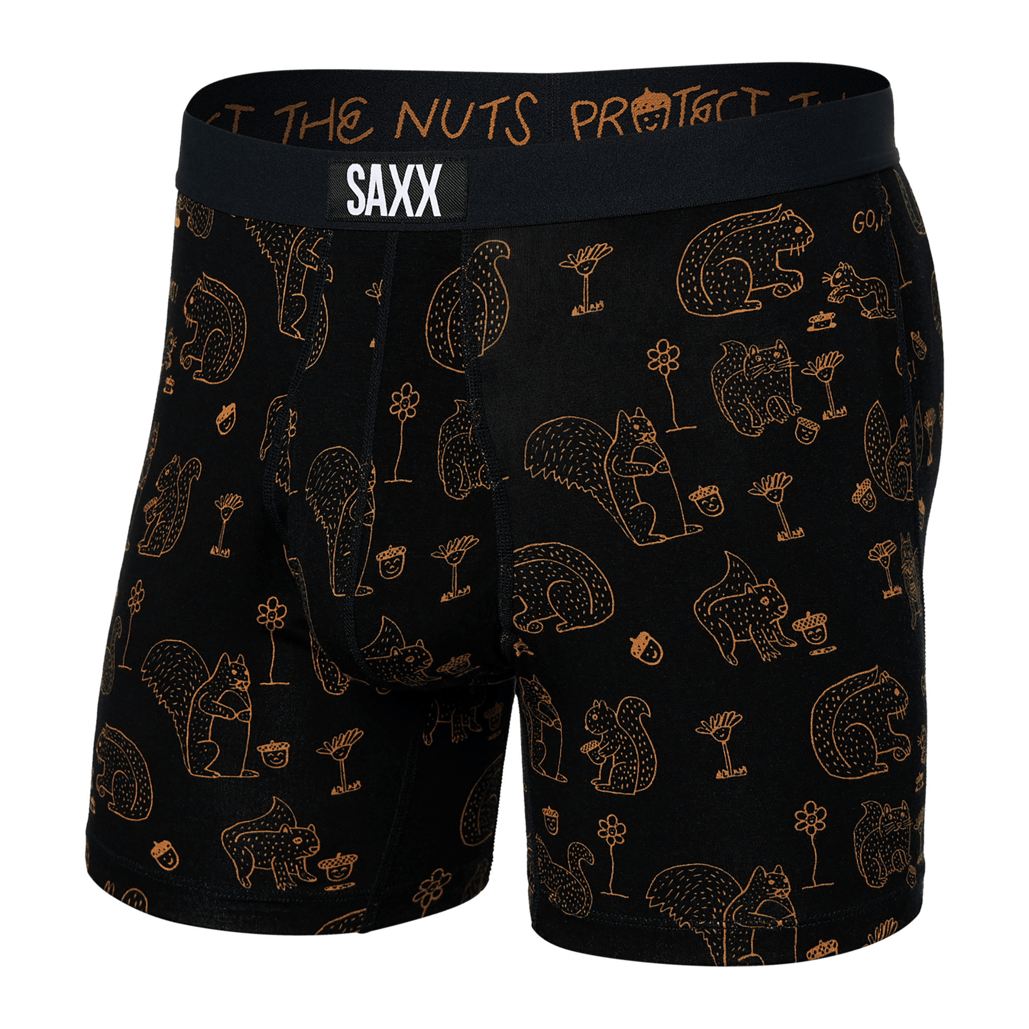 Front of Ultra Boxer Brief in Protect The Nuts- Black