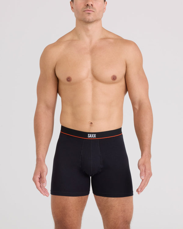 Front - Model wearing Non-Stop Stretch Cotton Boxer Brief in Black