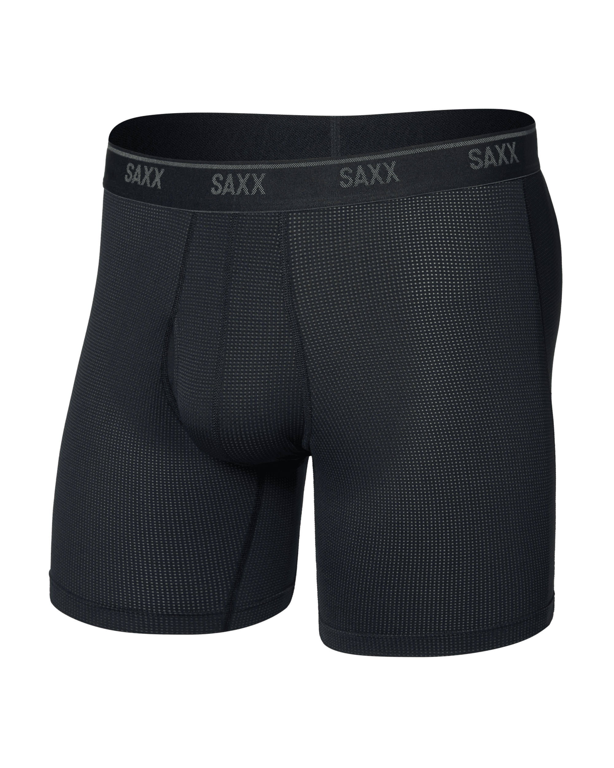 Front of  Quest Quick-Dry Mesh Boxer Brief Fly in Black