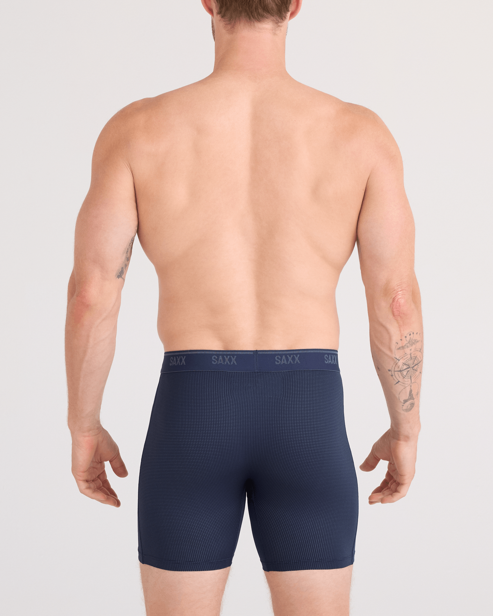 Back - Model wearing  Quest Quick-Dry Mesh Boxer Brief Fly in Maritime