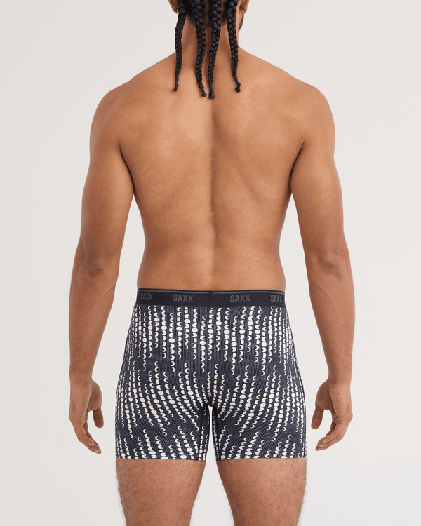 Back - Model wearing Quest Quick-Dry Mesh Boxer Brief in Moonrise-Black