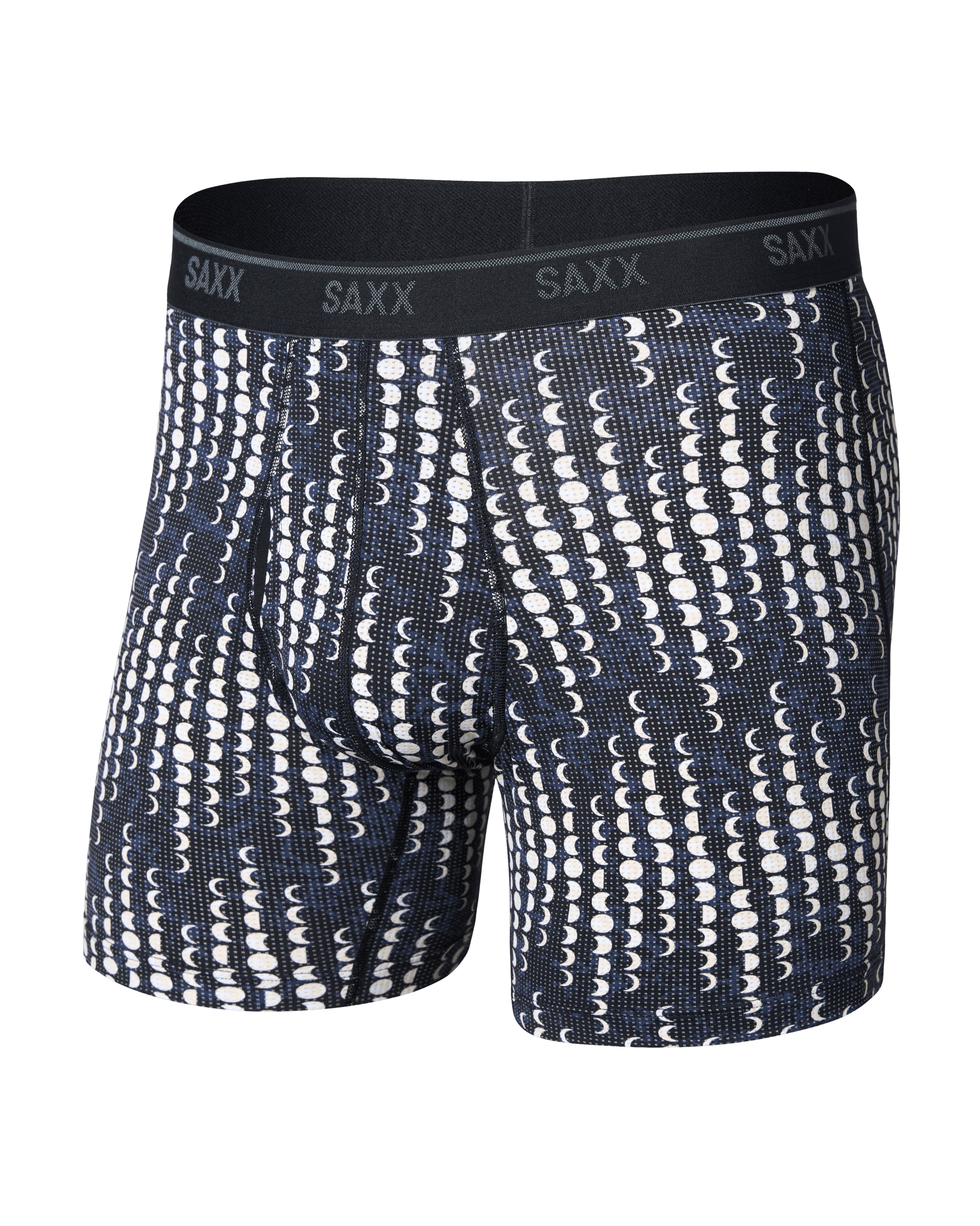 Front of Quest Quick-Dry Mesh Boxer Brief in Moonrise-Black