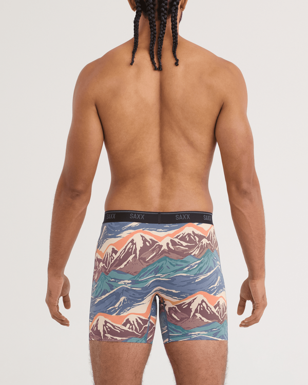 Back - Model wearing Quest Quick-Dry Mesh Boxer Brief 2 Pack in Mountain Top/Maritime