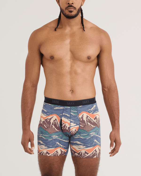 Front - Model wearing Quest Quick-Dry Mesh Boxer Brief 2 Pack in Mountain Top/Maritime