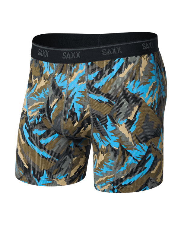 Front of Quest Quick-Dry Mesh Boxer Brief Fly in Prism Peaks-Cargo Grey