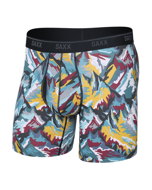 Front of  Quest Quick-Dry Mesh Boxer Brief Fly in Prism Peaks-Multi
