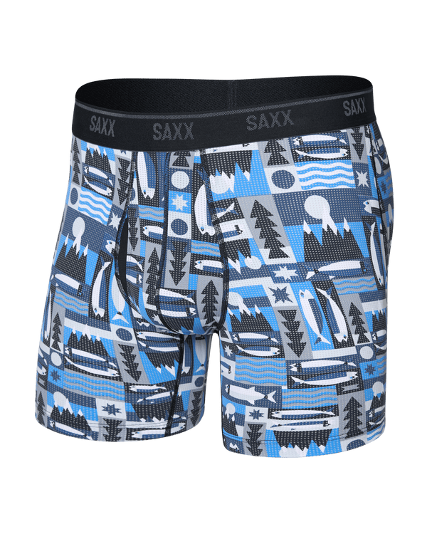 Front of  Quest Quick-Dry Mesh Boxer Brief Fly in Winter Angler-Blue